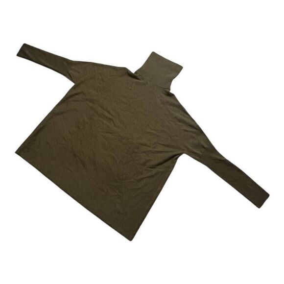 Garnet Hill Cashmere Wool Oversized Turtleneck Sweater Green M Kangaroo Pocket - Picture 5 of 12